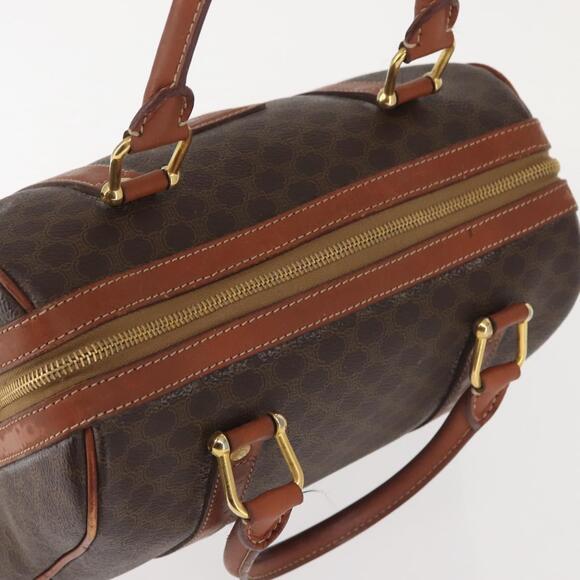 CELINE Macadam Canvas Boston Bag Pvc Leather Brown Gold - Picture 6 of 12